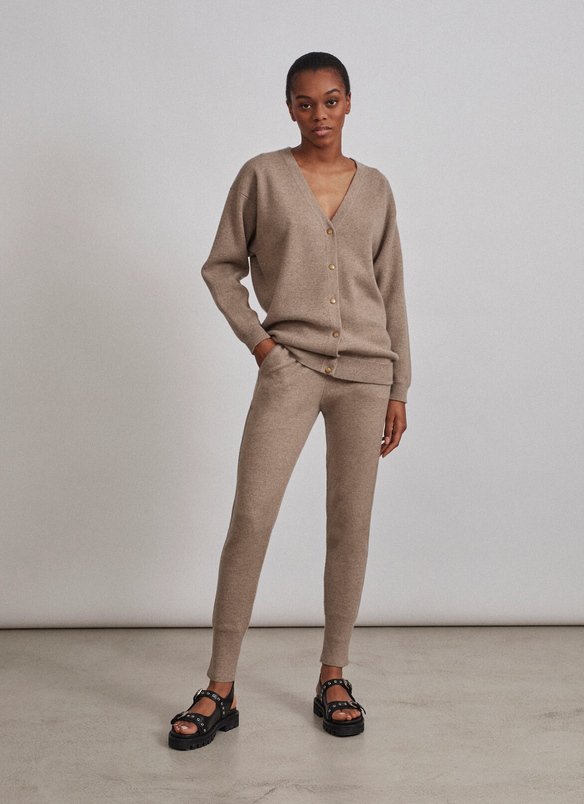 Cashmere cardigan ALAÏA BEIGE CHINE CASHMERE CARDIGAN